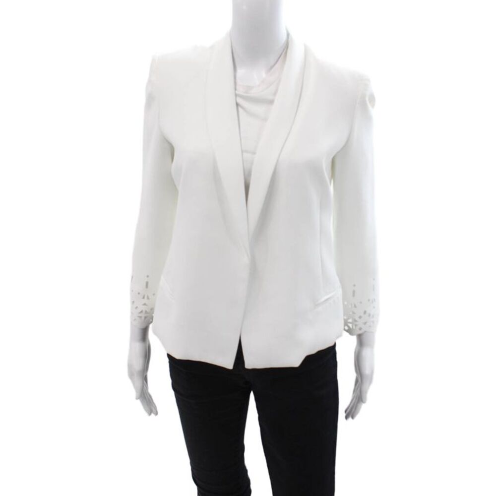 Bec & Bridge Womens Collared Open Front Long Sleeve Blazer White Size 6